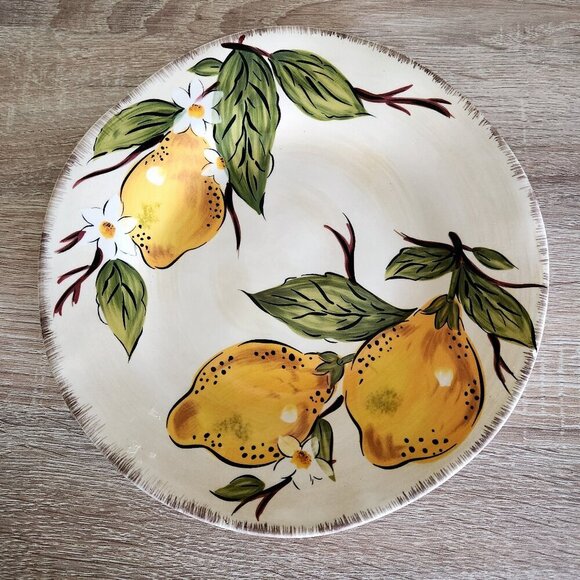 Pier 1 Imports Avalon Earthenware Lemon Tree Floral Handpainted Salad Plate 8.5" - Picture 1 of 3